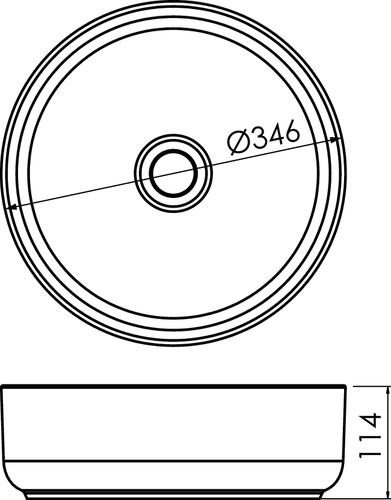 Vasque à poser LISEA en céramique avec liseré noir Ø34,6 x H. 11,4 cm